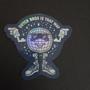 Dutch Bros Holographic Disco Globe Sticker - Blue Background